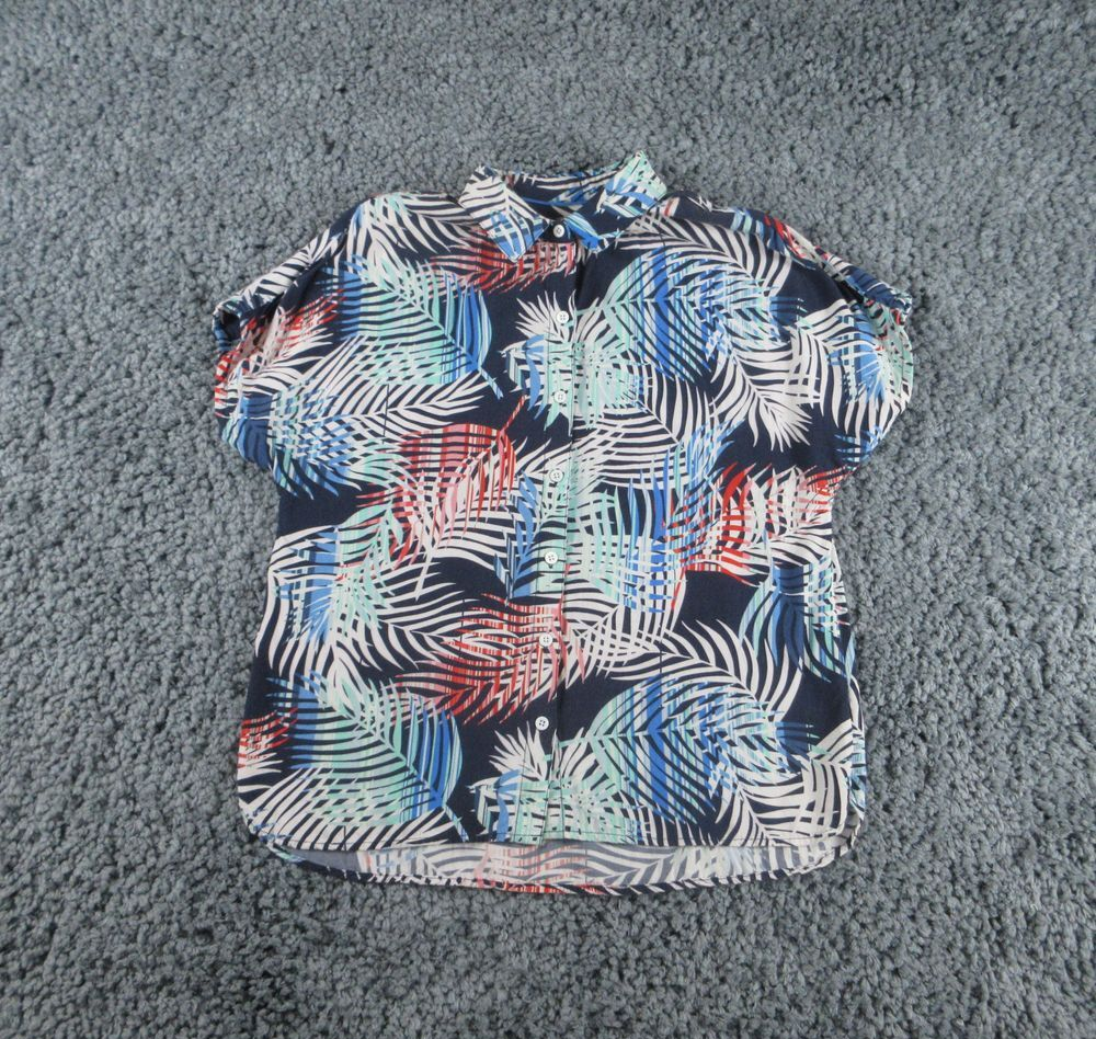 Tommy Bahama Shirt Womens Small Blue Floral Short Sleeve Button Up